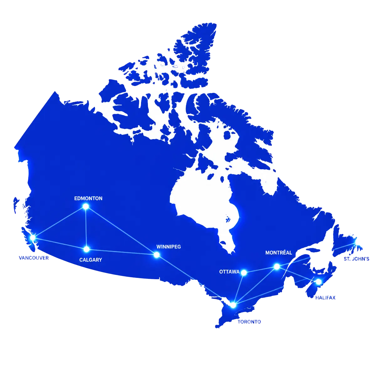 Map of Canada showing Toronto’s Best IPTV IPTV coverage