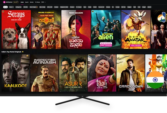 Smart television displaying an entertainment library