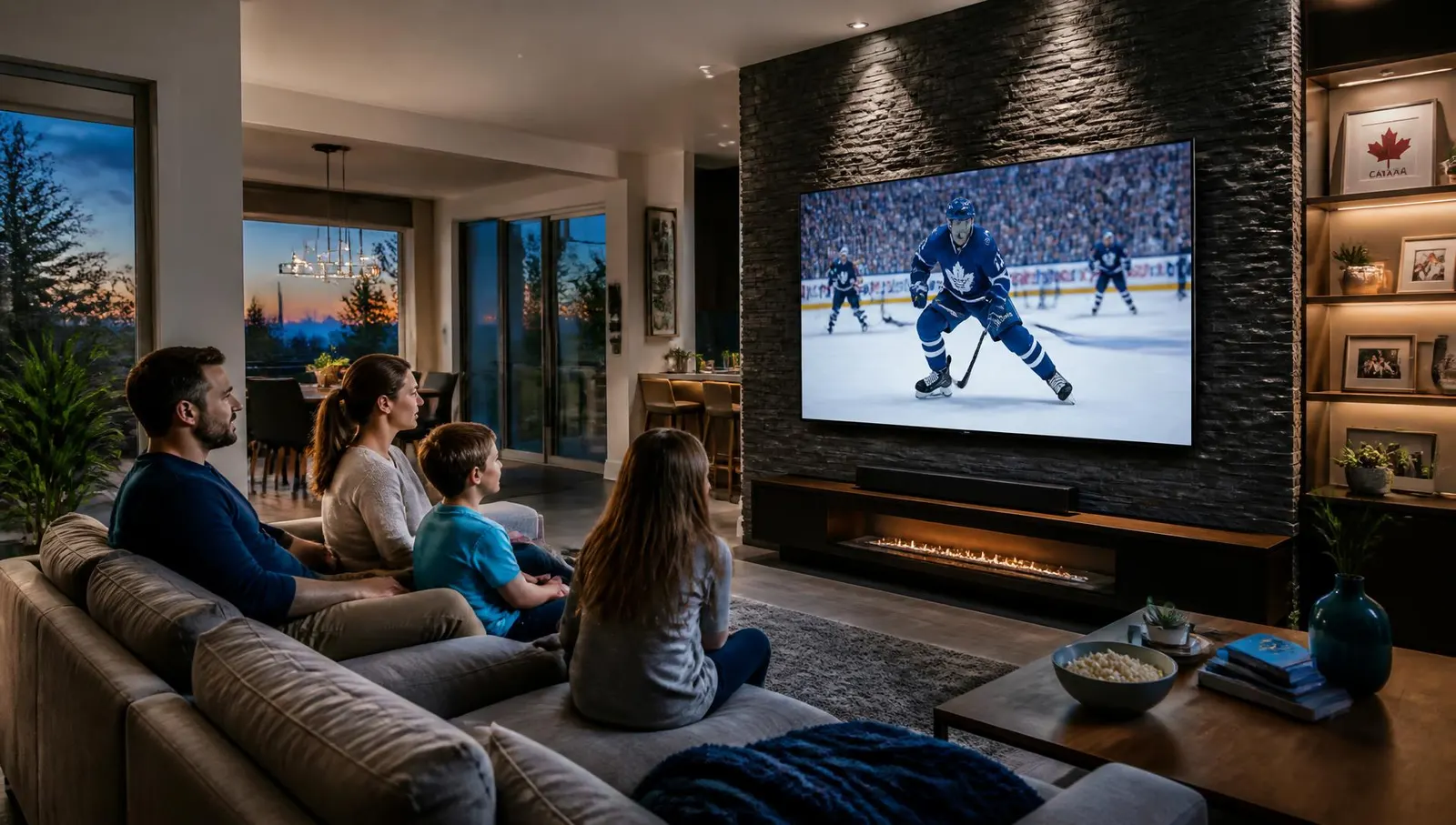 Family in Canada watching 4K IPTV channels at home